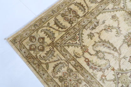 173 x 239 cm | Oriental Floral Beige Area Rug Afghan Hand Knotted Veg Dye Wool carpet