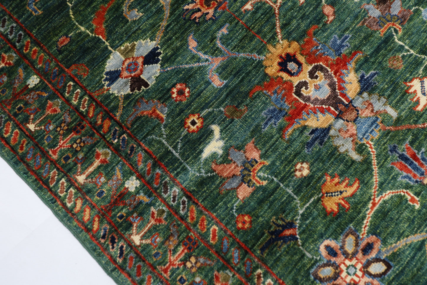 83 x 295 cm | Tribal Green Runner Rug Afghan Hand Knotted veg Dye Wool carpet