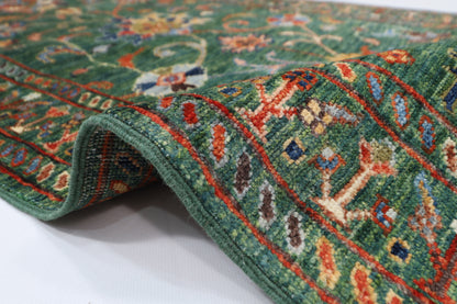 83 x 295 cm | Tribal Green Runner Rug Afghan Hand Knotted veg Dye Wool carpet