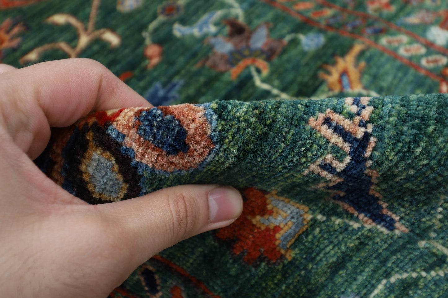 83 x 295 cm | Tribal Green Runner Rug Afghan Hand Knotted veg Dye Wool carpet