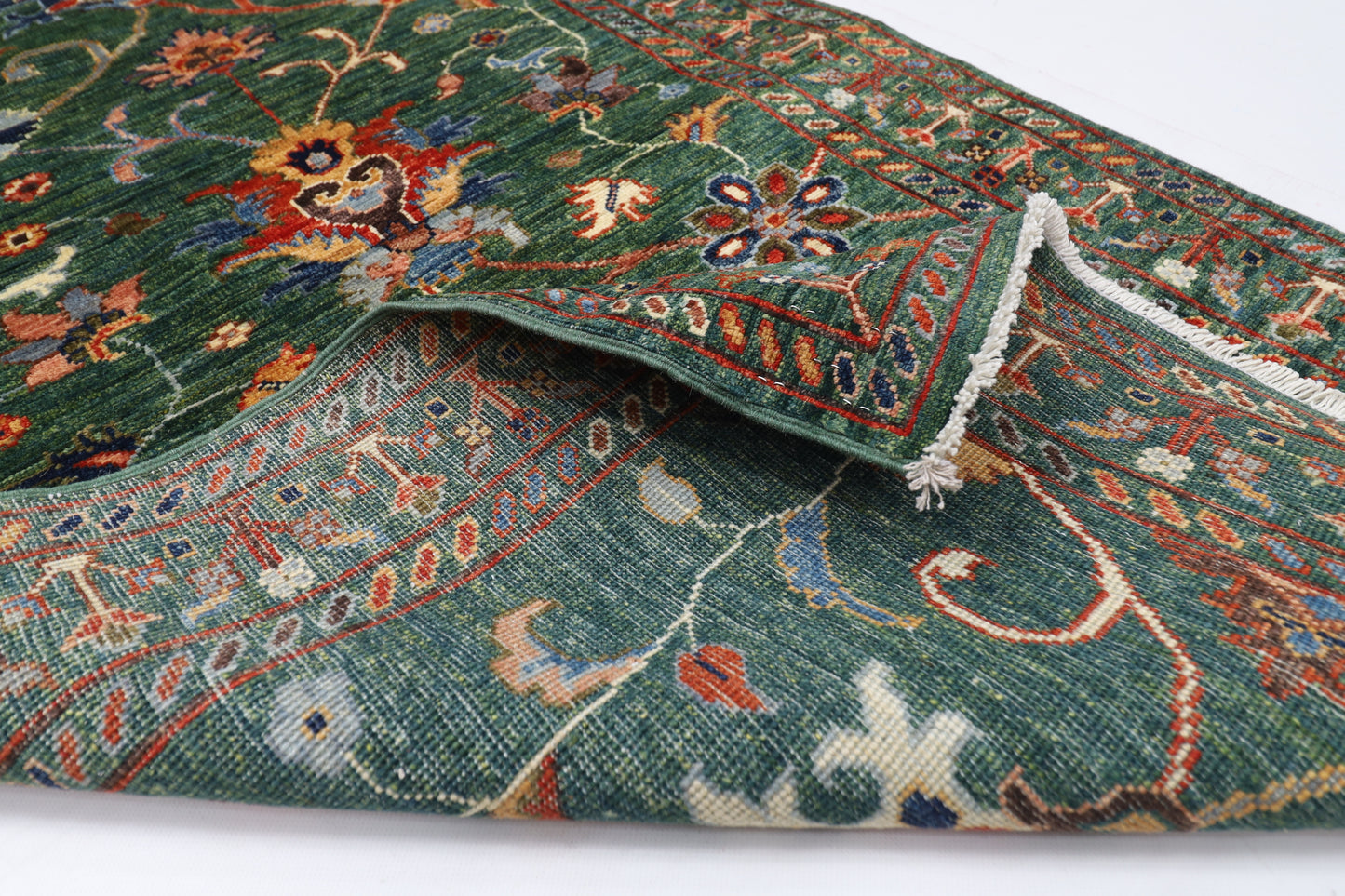 83 x 295 cm | Tribal Green Runner Rug Afghan Hand Knotted veg Dye Wool carpet