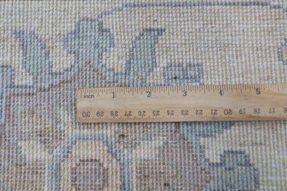 310 x 418 cm | Beige Floral Handmade Afghan Area Rug Hand Knotted Carpet Living Room Rug