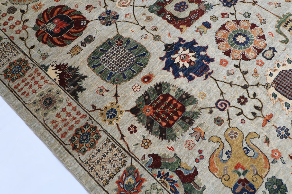 275 x 363 cm | Floral Afghan Veg Dye Wool carpet