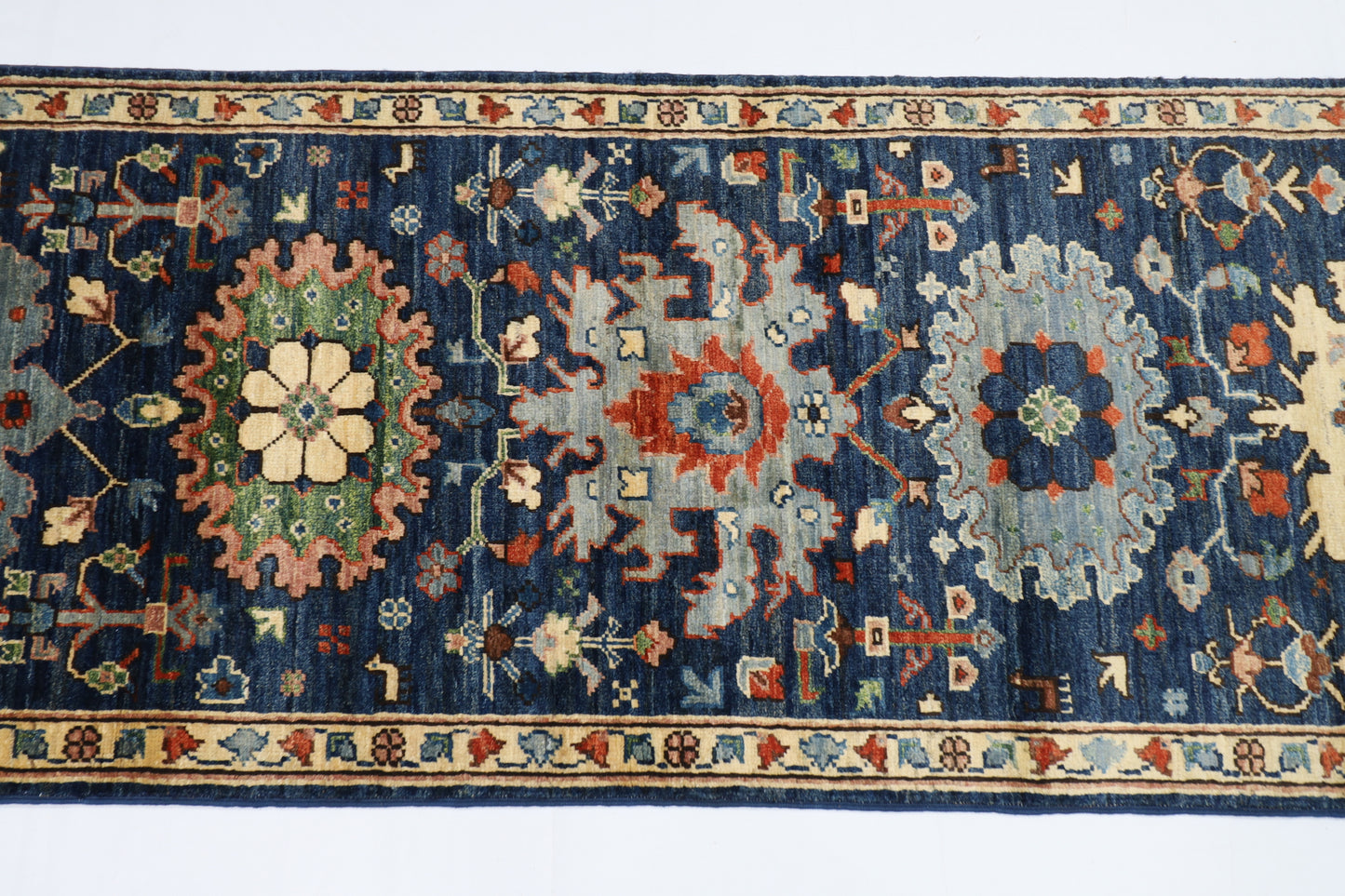 65 x 180 cm | Tribal Blue Runner Rug Afghan Hand Knotted veg Dye Wool carpet