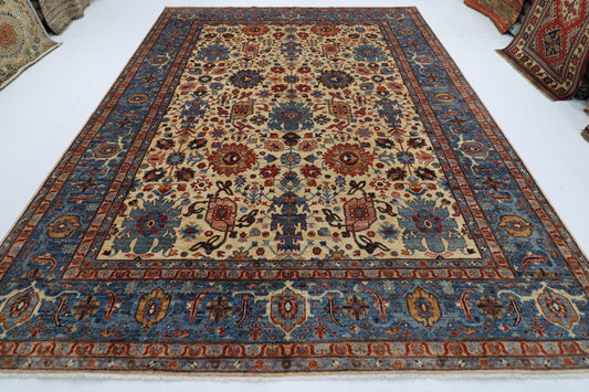 276 x 360 cm | Oriental Bidjar Beige Area Rug Afghan Hand Knotted veg Dye Wool Carpet