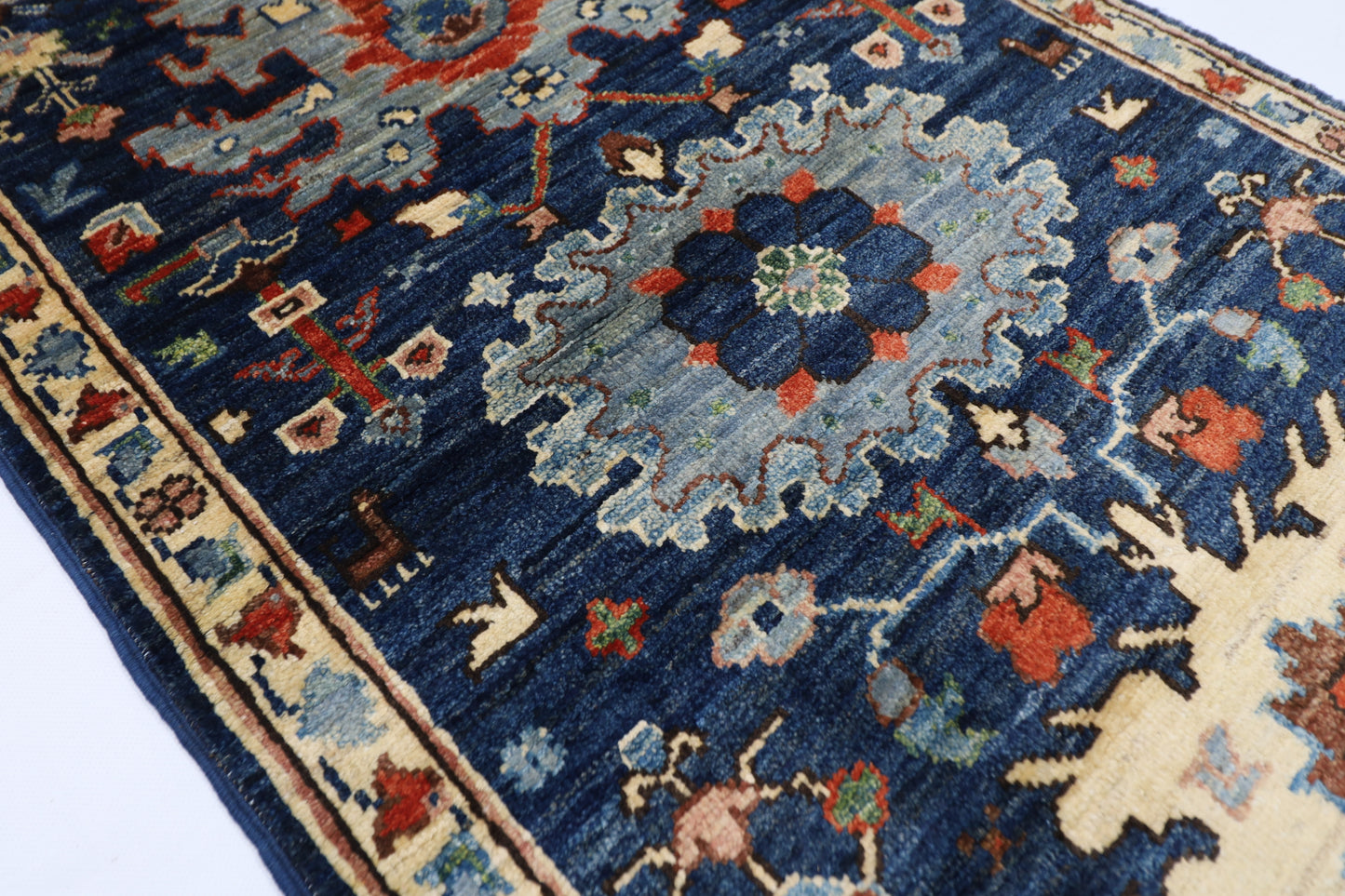 65 x 180 cm | Tribal Blue Runner Rug Afghan Hand Knotted veg Dye Wool carpet