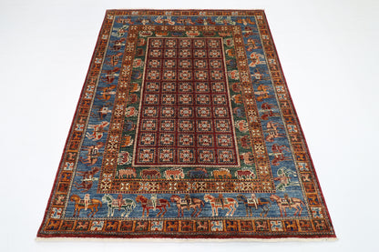 153 x 196 cm | Oriental Animal Area Rug Afghan Hand Knotted Veg Dye Wool carpet