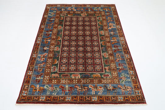 153 x 196 cm | Oriental Animal Area Rug Afghan Hand Knotted Veg Dye Wool carpet