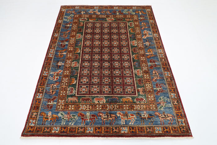 153 x 196 cm | Oriental Animal Area Rug Afghan Hand Knotted Veg Dye Wool carpet