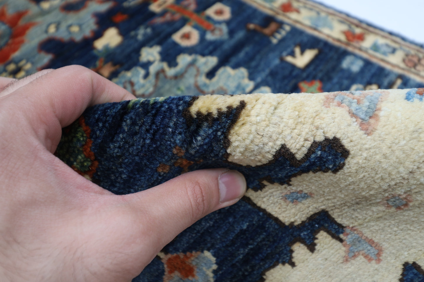 65 x 180 cm | Tribal Blue Runner Rug Afghan Hand Knotted veg Dye Wool carpet