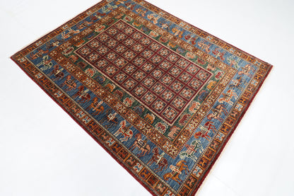 153 x 196 cm | Oriental Animal Area Rug Afghan Hand Knotted Veg Dye Wool carpet