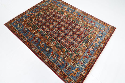 153 x 196 cm | Oriental Animal Area Rug Afghan Hand Knotted Veg Dye Wool carpet