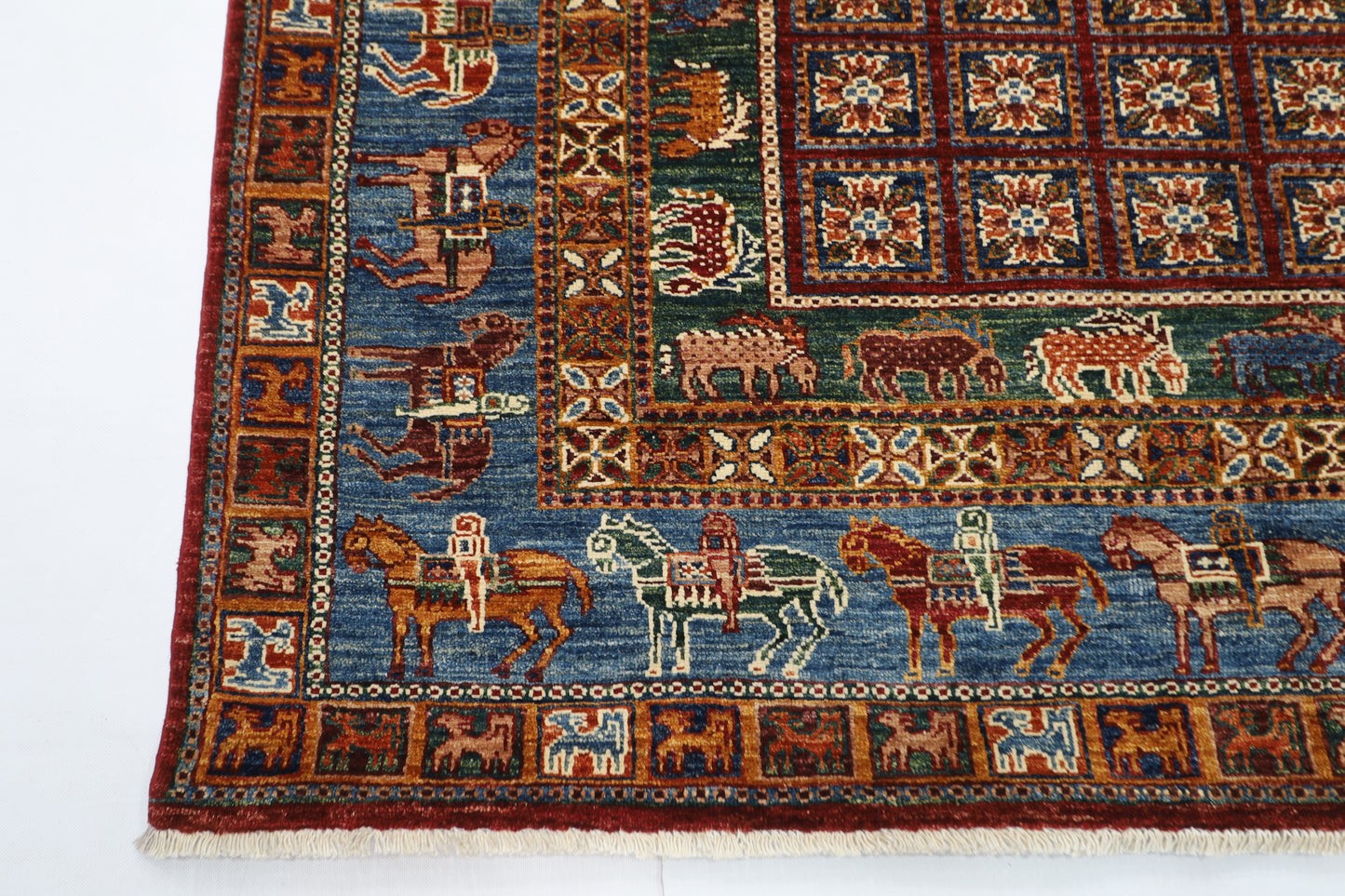 153 x 196 cm | Oriental Animal Area Rug Afghan Hand Knotted Veg Dye Wool carpet