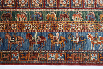 153 x 196 cm | Oriental Animal Area Rug Afghan Hand Knotted Veg Dye Wool carpet