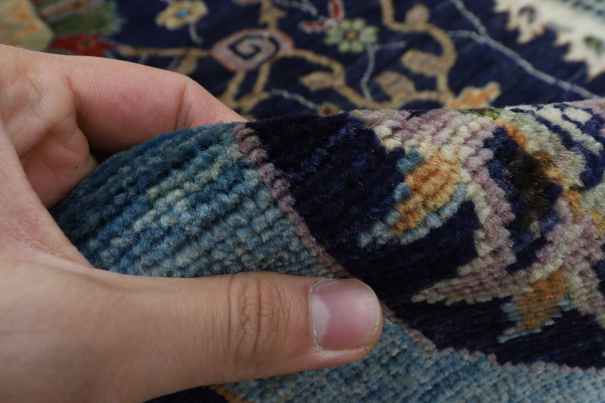 274 x 365 cm | Floral Navy Afghan Veg Dye Wool carpet
