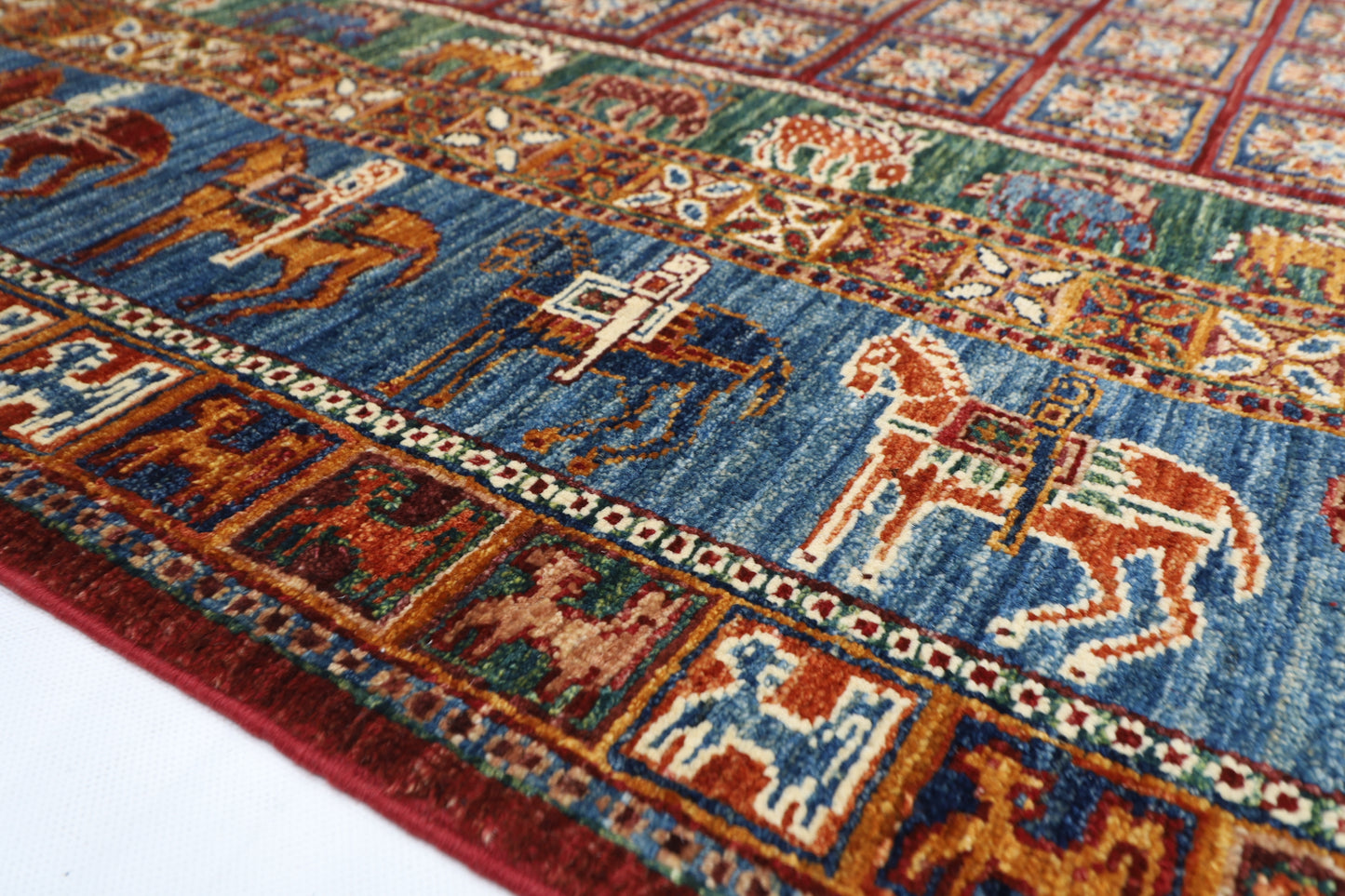 153 x 196 cm | Oriental Animal Area Rug Afghan Hand Knotted Veg Dye Wool carpet
