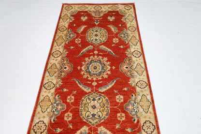 99 x 573 cm | Tribal Orange Large Runner Rug Afghan Hand Knotted veg Dye Wool carpet