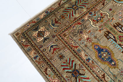208 x 307 cm | Gray Waziri Handmade Afghan Area Rug Hand Knotted Carpet Living Room Rug