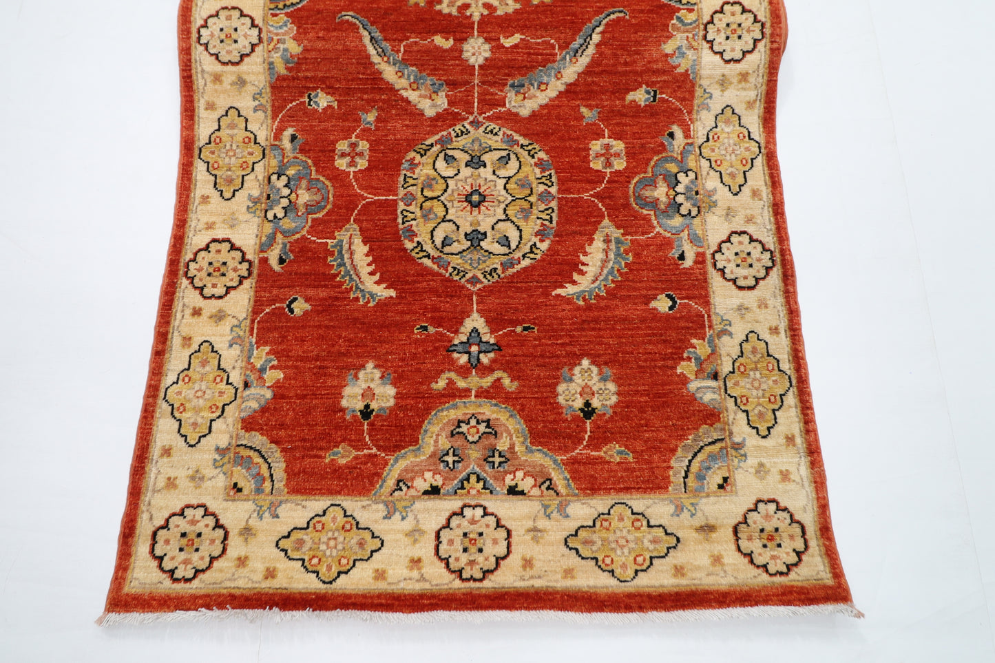 99 x 573 cm | Tribal Orange Large Runner Rug Afghan Hand Knotted veg Dye Wool carpet