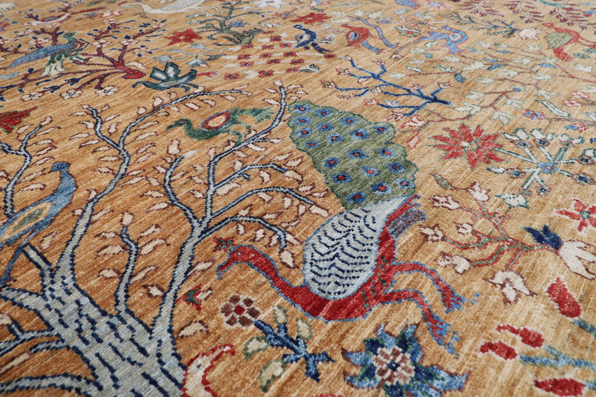 273 x 362 cm | Birds Afghan Veg Dye Wool carpet