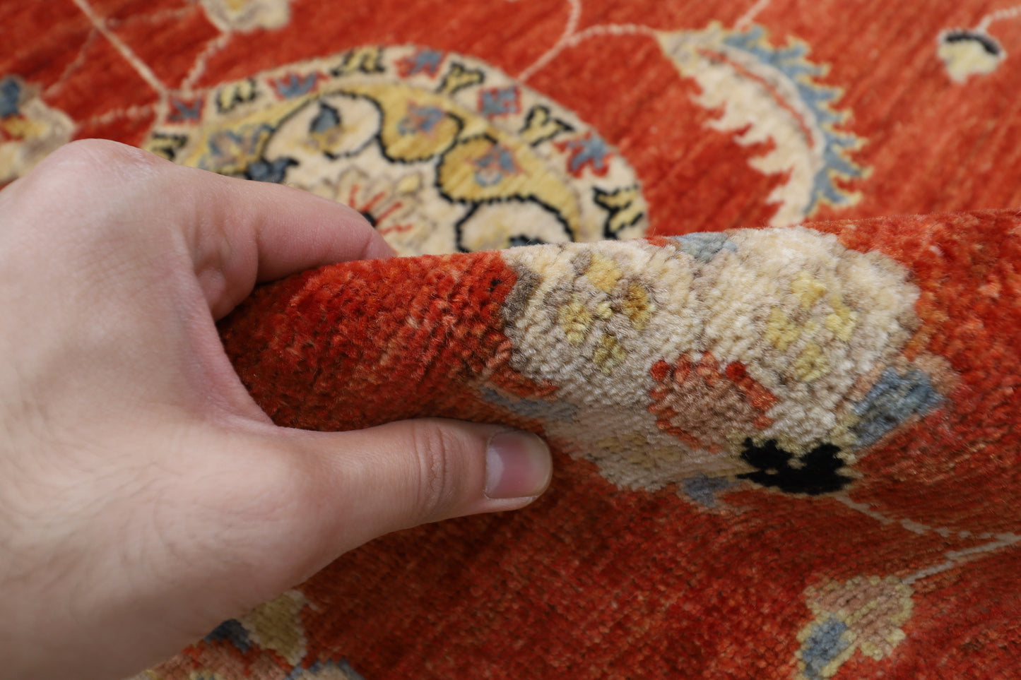 99 x 573 cm | Tribal Orange Large Runner Rug Afghan Hand Knotted veg Dye Wool carpet