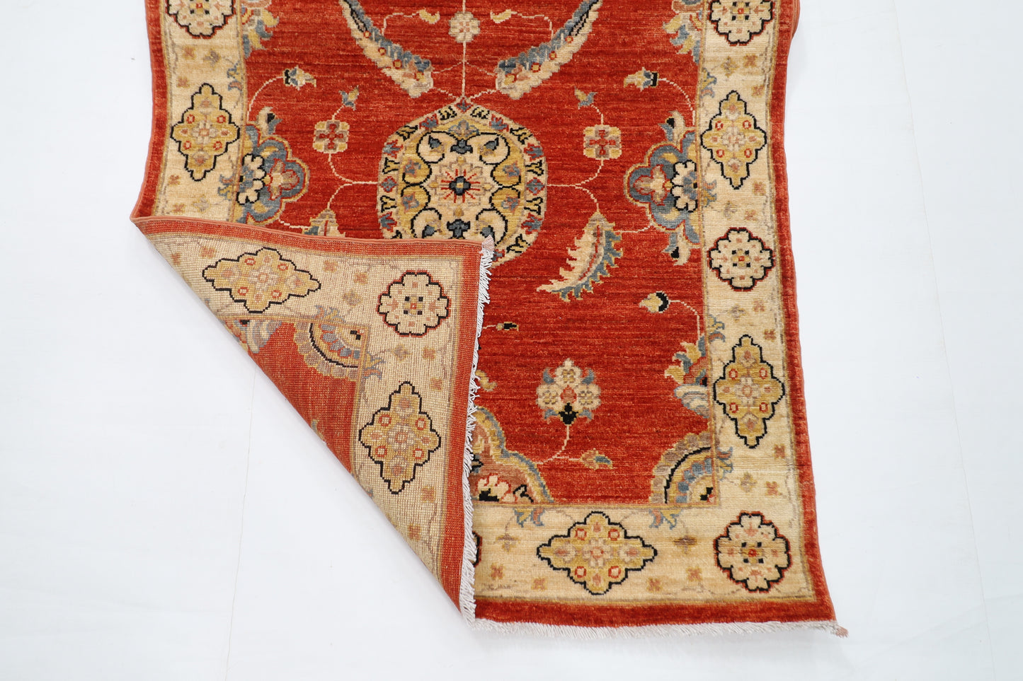 99 x 573 cm | Tribal Orange Large Runner Rug Afghan Hand Knotted veg Dye Wool carpet