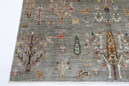 200 x 297 cm | Oriental Tree of life Gray Area Rug Afghan Hand Knotted Veg Dye Wool carpet