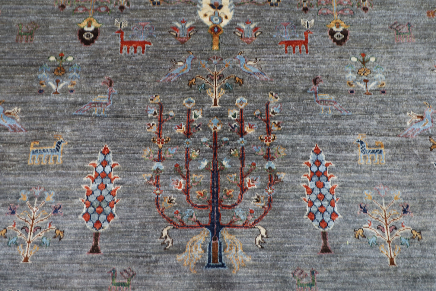 200 x 297 cm | Oriental Tree of life Gray Area Rug Afghan Hand Knotted Veg Dye Wool carpet