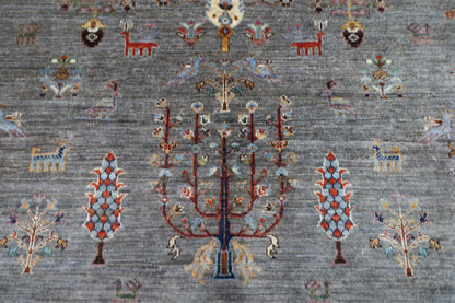 200 x 297 cm | Oriental Tree of life Gray Area Rug Afghan Hand Knotted Veg Dye Wool carpet