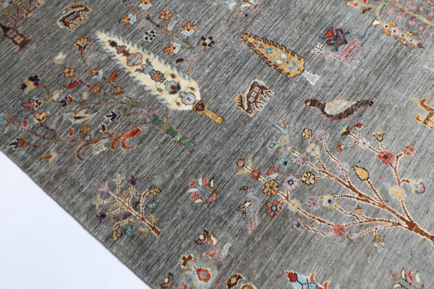 200 x 297 cm | Oriental Tree of life Gray Area Rug Afghan Hand Knotted Veg Dye Wool carpet