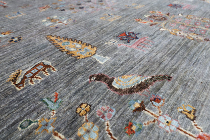 200 x 297 cm | Oriental Tree of life Gray Area Rug Afghan Hand Knotted Veg Dye Wool carpet