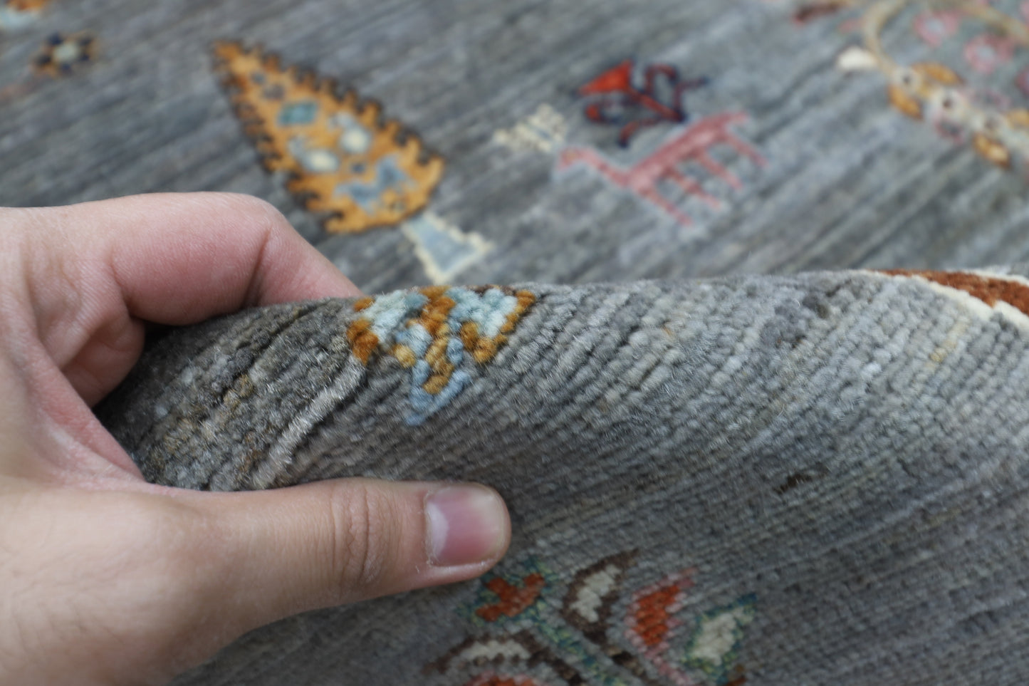 200 x 297 cm | Oriental Tree of life Gray Area Rug Afghan Hand Knotted Veg Dye Wool carpet