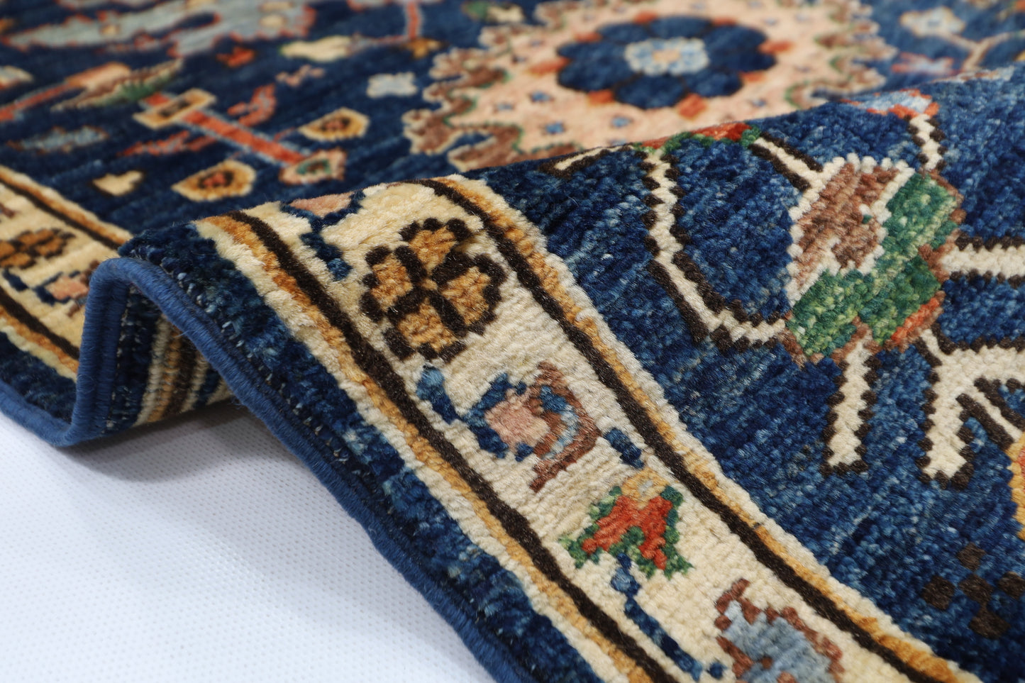 72 x 177 cm | Tribal Blue Runner Rug Afghan Hand Knotted veg Dye Wool carpet