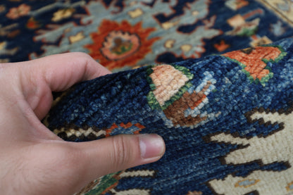 72 x 177 cm | Tribal Blue Runner Rug Afghan Hand Knotted veg Dye Wool carpet