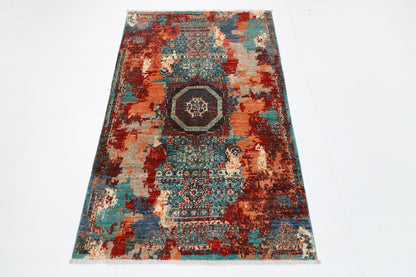 100 x 156 cm | Tribal Mamluk Abstract Area Rug Afghan Hand Knotted veg Dye Wool carpet