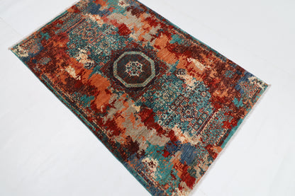 100 x 156 cm | Tribal Mamluk Abstract Area Rug Afghan Hand Knotted veg Dye Wool carpet