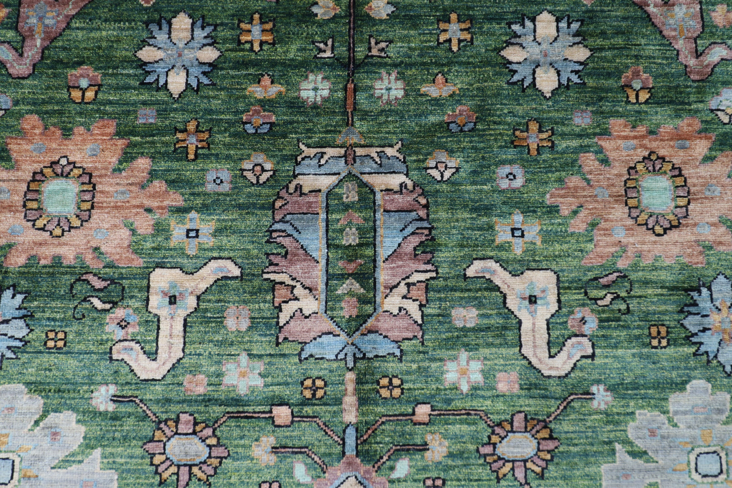 185 x 285 cm | Oriental Green Area Rug Afghan Hand Knotted Veg Dye Wool carpet