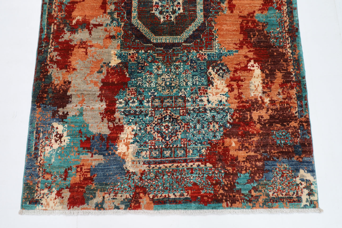 100 x 156 cm | Tribal Mamluk Abstract Area Rug Afghan Hand Knotted veg Dye Wool carpet