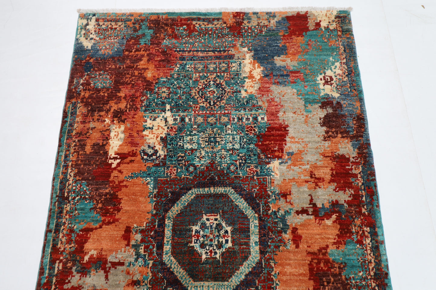 100 x 156 cm | Tribal Mamluk Abstract Area Rug Afghan Hand Knotted veg Dye Wool carpet