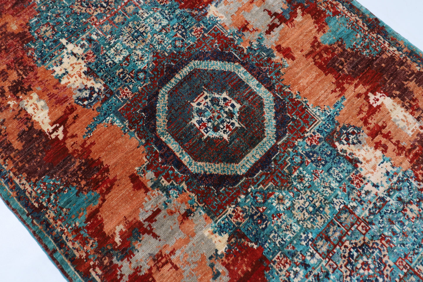 100 x 156 cm | Tribal Mamluk Abstract Area Rug Afghan Hand Knotted veg Dye Wool carpet