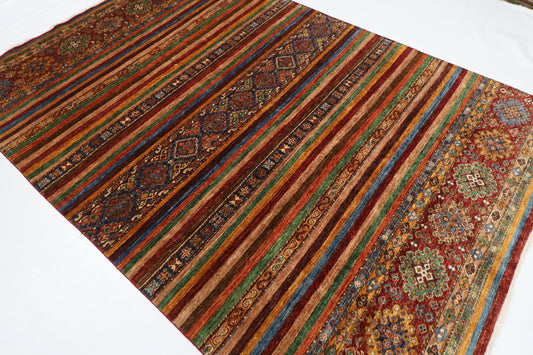 200 x 294 cm | Oriental Khorjun Red Area Rug Afghan Hand Knotted Veg Dye Wool carpet