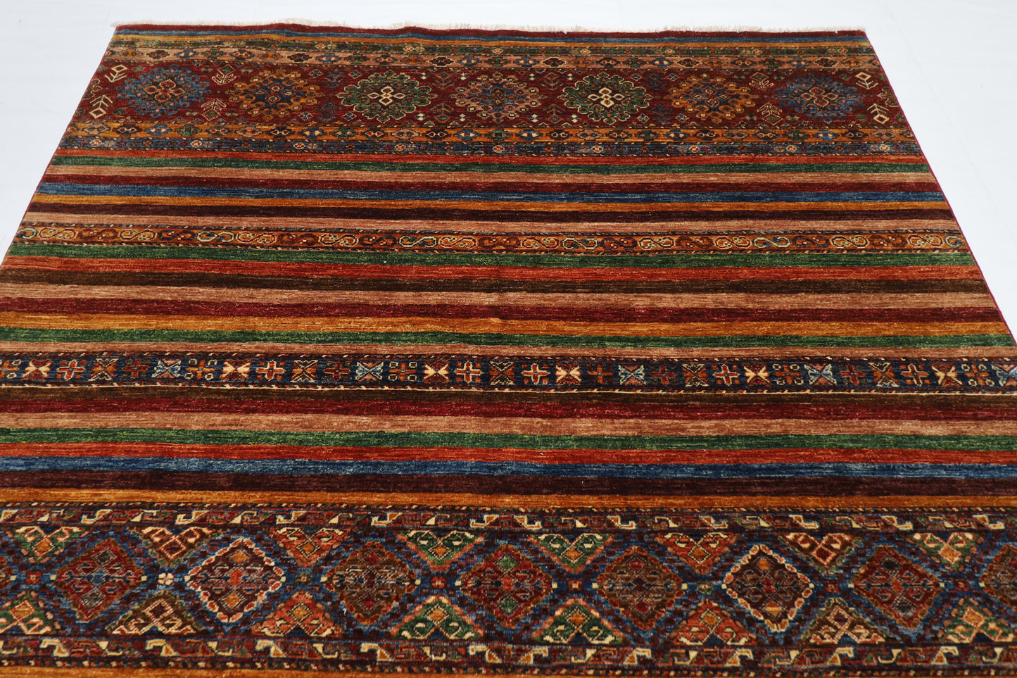 200 x 294 cm | Oriental Khorjun Red Area Rug Afghan Hand Knotted Veg Dye Wool carpet