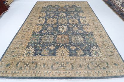 274 x 357 cm | Blue Floral Afghan Veg Dye Wool carpet