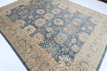 274 x 357 cm | Blue Floral Afghan Veg Dye Wool carpet