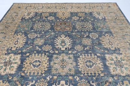 274 x 357 cm | Blue Floral Afghan Veg Dye Wool carpet