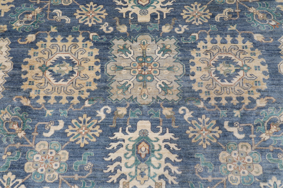 274 x 357 cm | Blue Floral Afghan Veg Dye Wool carpet