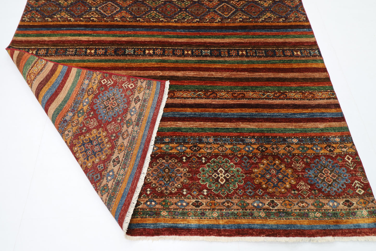 200 x 294 cm | Oriental Khorjun Red Area Rug Afghan Hand Knotted Veg Dye Wool carpet