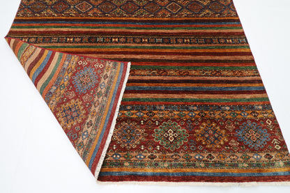 200 x 294 cm | Oriental Khorjun Red Area Rug Afghan Hand Knotted Veg Dye Wool carpet