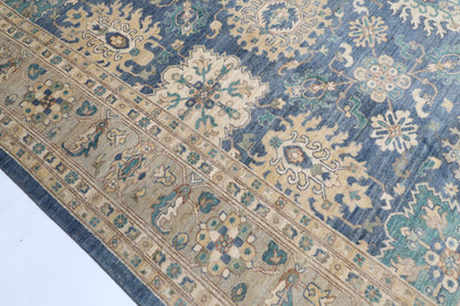 274 x 357 cm | Blue Floral Afghan Veg Dye Wool carpet