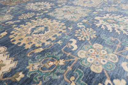 274 x 357 cm | Blue Floral Afghan Veg Dye Wool carpet